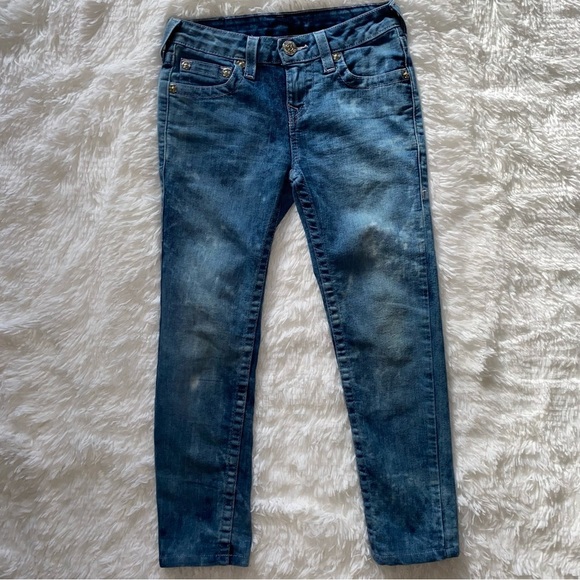 True Religion Girls acid wash jeans w pink stitching size 8 - Picture 3 of 15